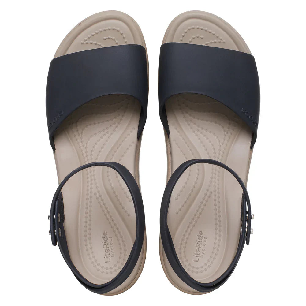 Brooklyn Ankle Strap Wedge - Black/Mushroom